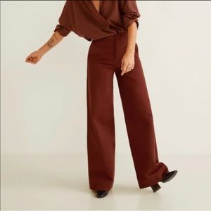 MNG burgundy wide leg Committed Cotton pants